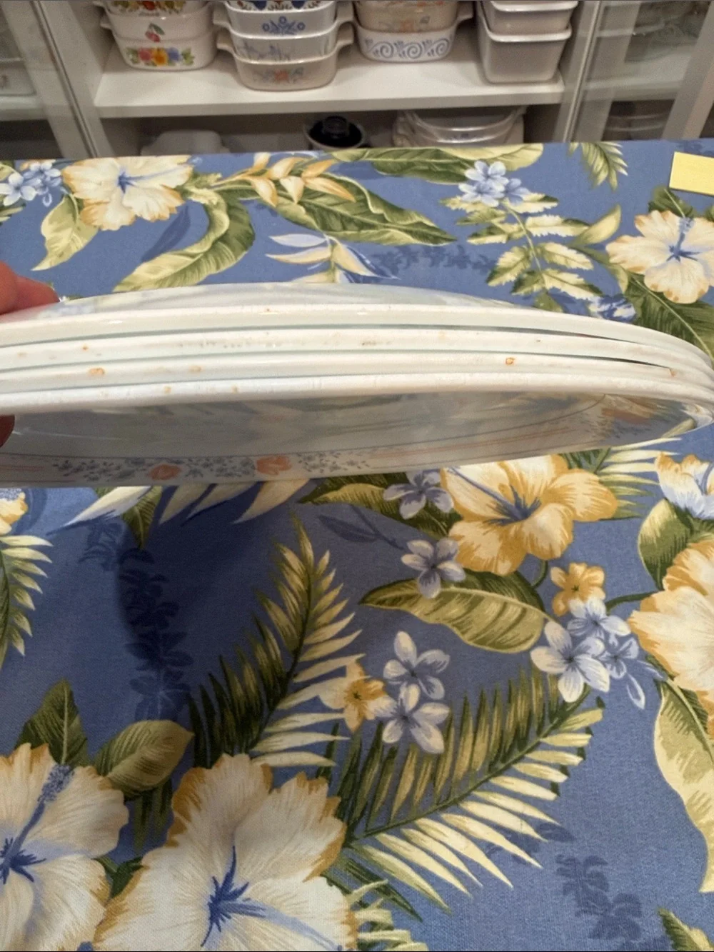4 Corelle apricot Grove pattern 10 1/4 inch plates